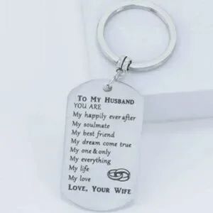 SILVER STAINLESS STEEL ADORING HUSBAND KEYCAHIN